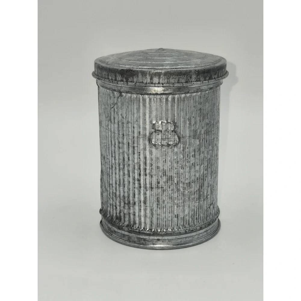 Chief Metal Ware Salesman Sample Trash Can Galvanized Miniature Wastebasket With
